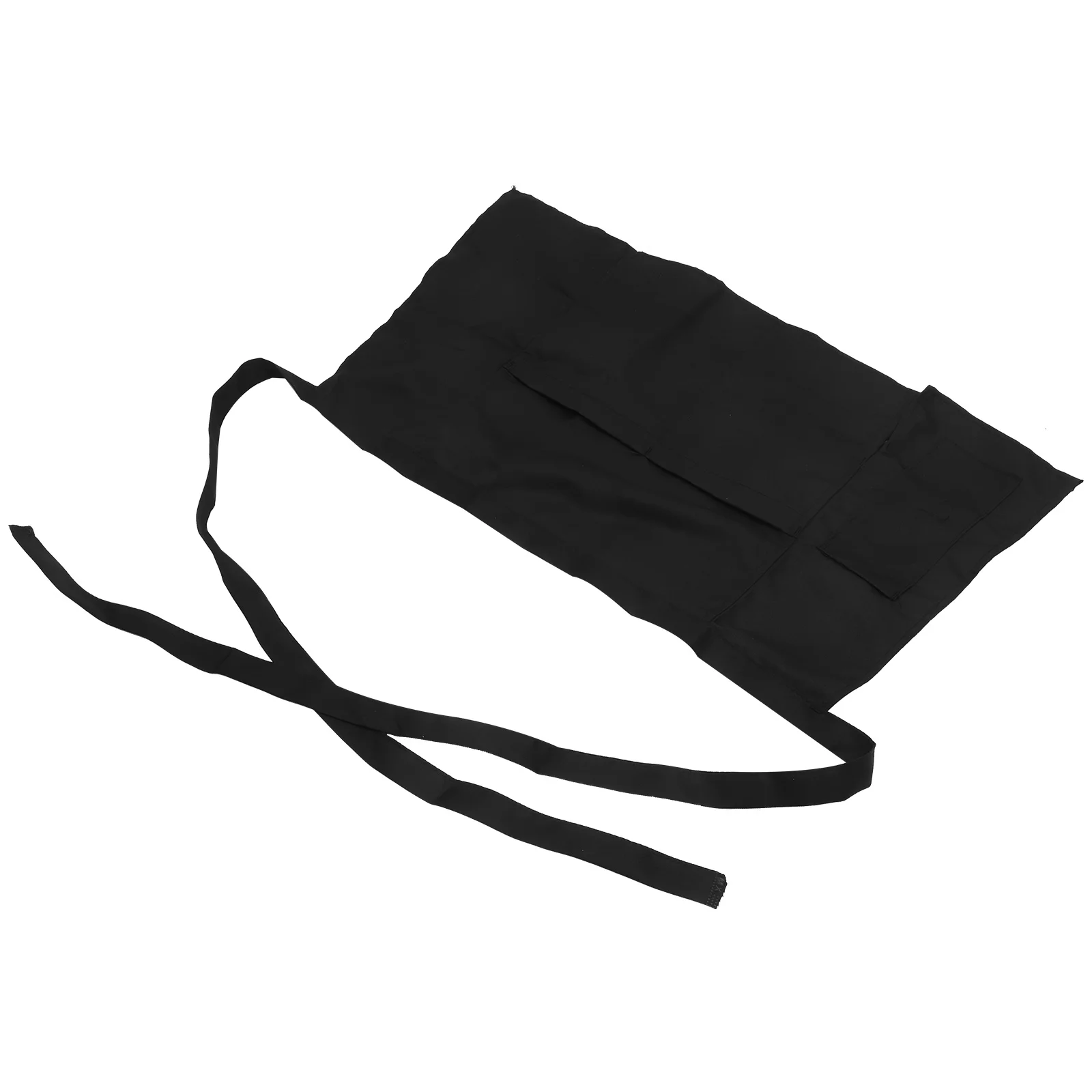 

Short Waist Kitchen Apron Black Half Waist Bib Polyester Cooking Apron with Convenient Pocket for Seasoning Meat Thermometer