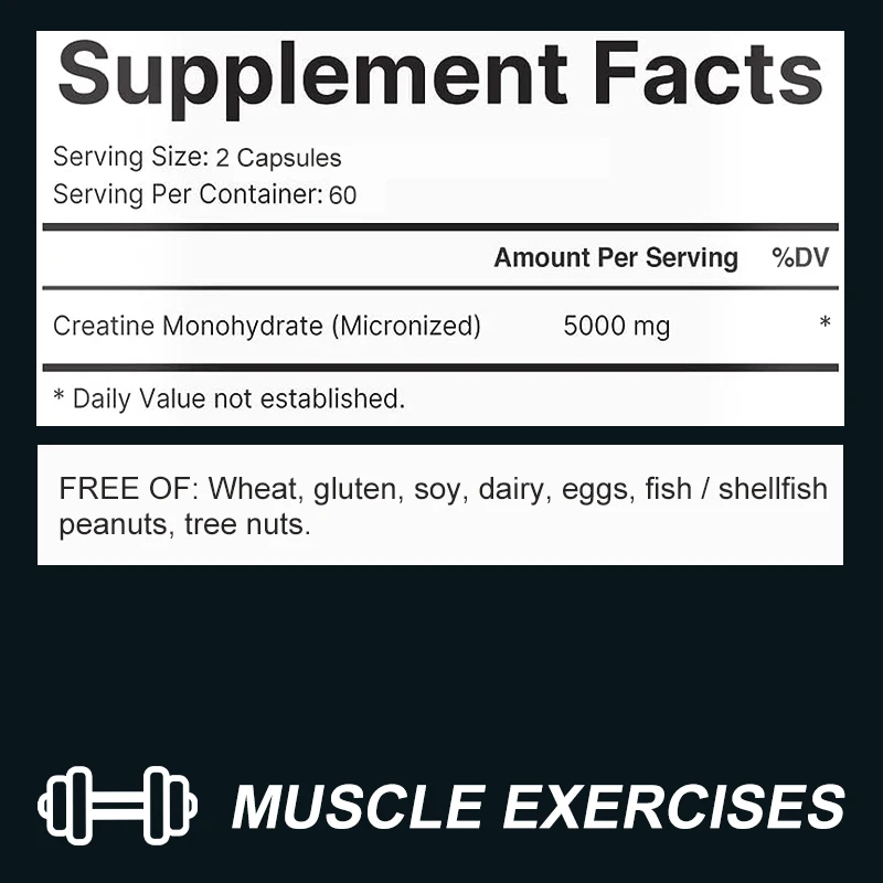 Cápsulas de creatina micronizadas - apoia energia e resistência, constrói massa muscular e melhora o desempenho atlético