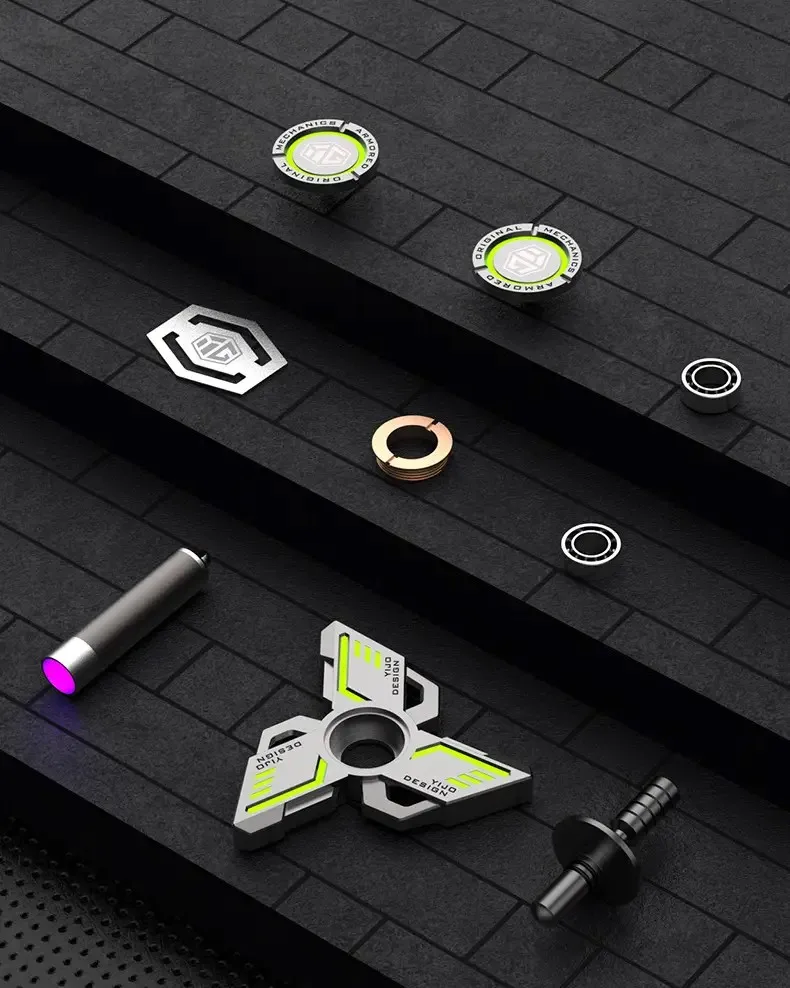 Leuchten. Metall-EDC-Fidget-Spinner, Fidget-Spielzeug zur Stresslinderung und Druckentlastung. Handspielzeug, coole Kreisel, Geschenk für Erwachsene und Jungen – Detail 7
