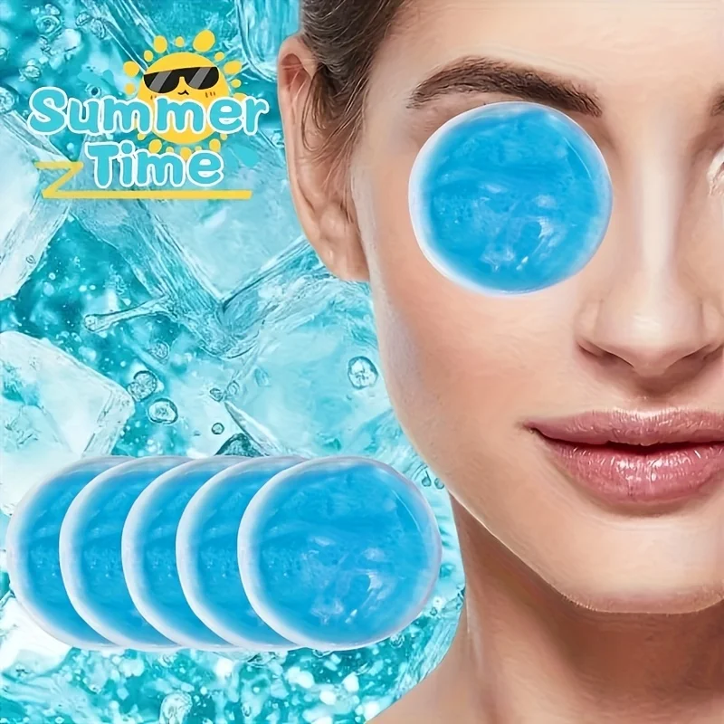 Round Cooling Gel Eye Pads, Reusable Cold Compress Patches for Puffy Eyes, Dark Circle Relief, Home SPA & Summer Daily Eye Care