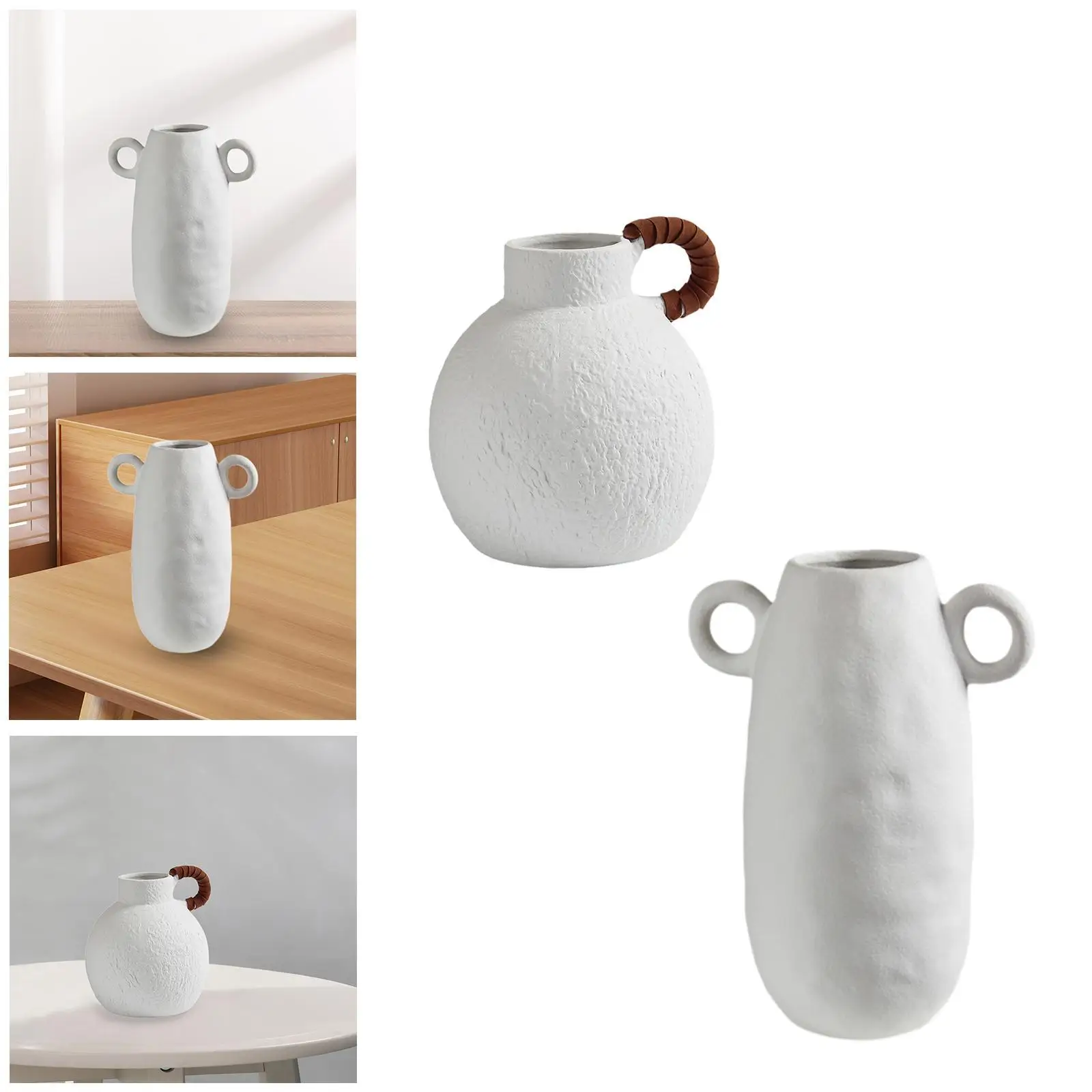 White Ceramic Vase Pot Table Ornament for Dining Table Decor Wall Shelves