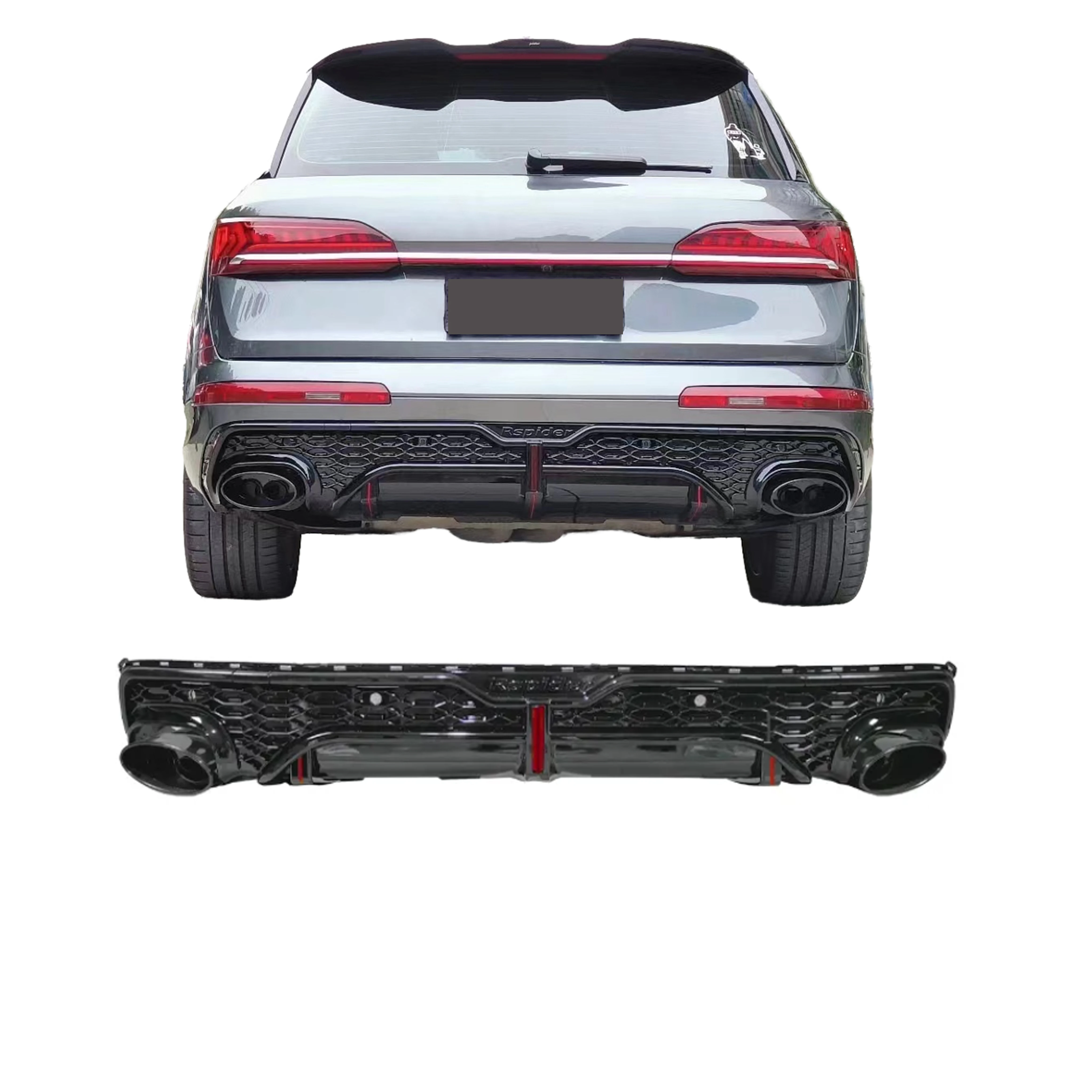 

RSQ7 Black Rear Diffuser for Audi Q7 Rear Bumper Diffuser 2020 2021 2022 2023 2024