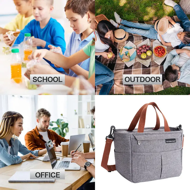 Portable Insulated Cooler Bag Lunch Bags Tote for Food Picnic Women Travel Thermal Breakfast Organizer Waterproof Storage Bags