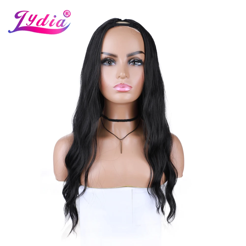 Lydia Long Wavy V Part Black 1B# Hair Wig Heat Resistant Synthetic 22Inch For Women  Ladies Curly 60cm  Daily PartyWigs