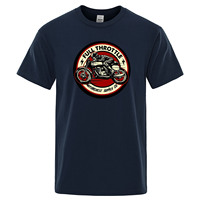 New Retro Motorcycle Pattern Printed Men's T-shirt Summer Breathable Sweat Absorbent Loose Crew Neck Pullover Tops Men Clothing