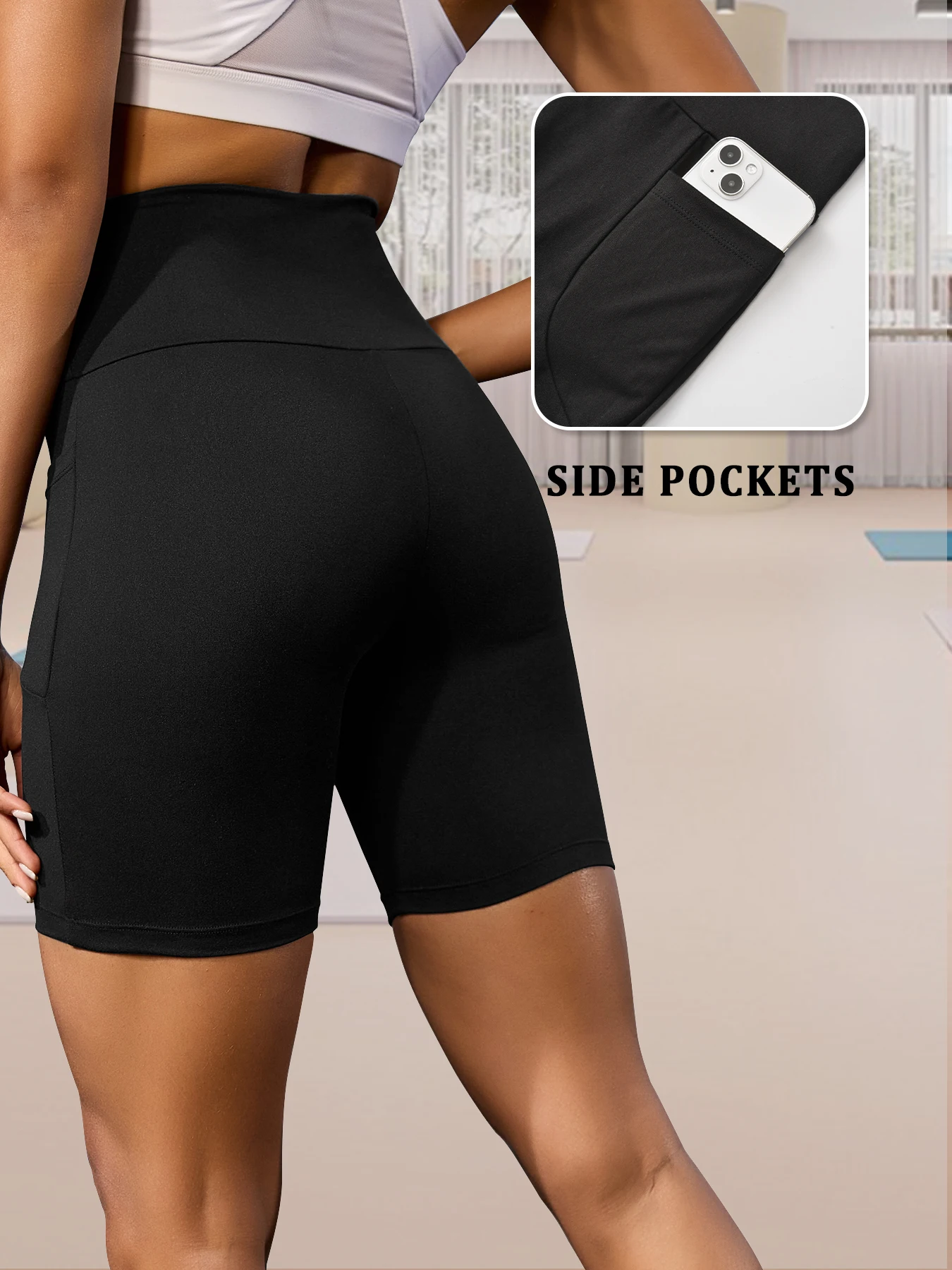 High Waisted Biker Shorts For Women With Pockets Super Soft No See Through Workout Running Yoga Athletic Push Up Gym