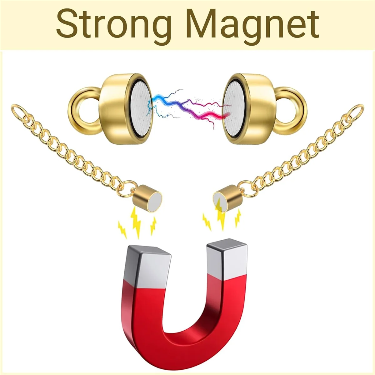 

ABQR Magnetic Necklace Extender Adjustable Chain Extenders for Necklaces,Magnetic Necklace Clasps and Closures Gold