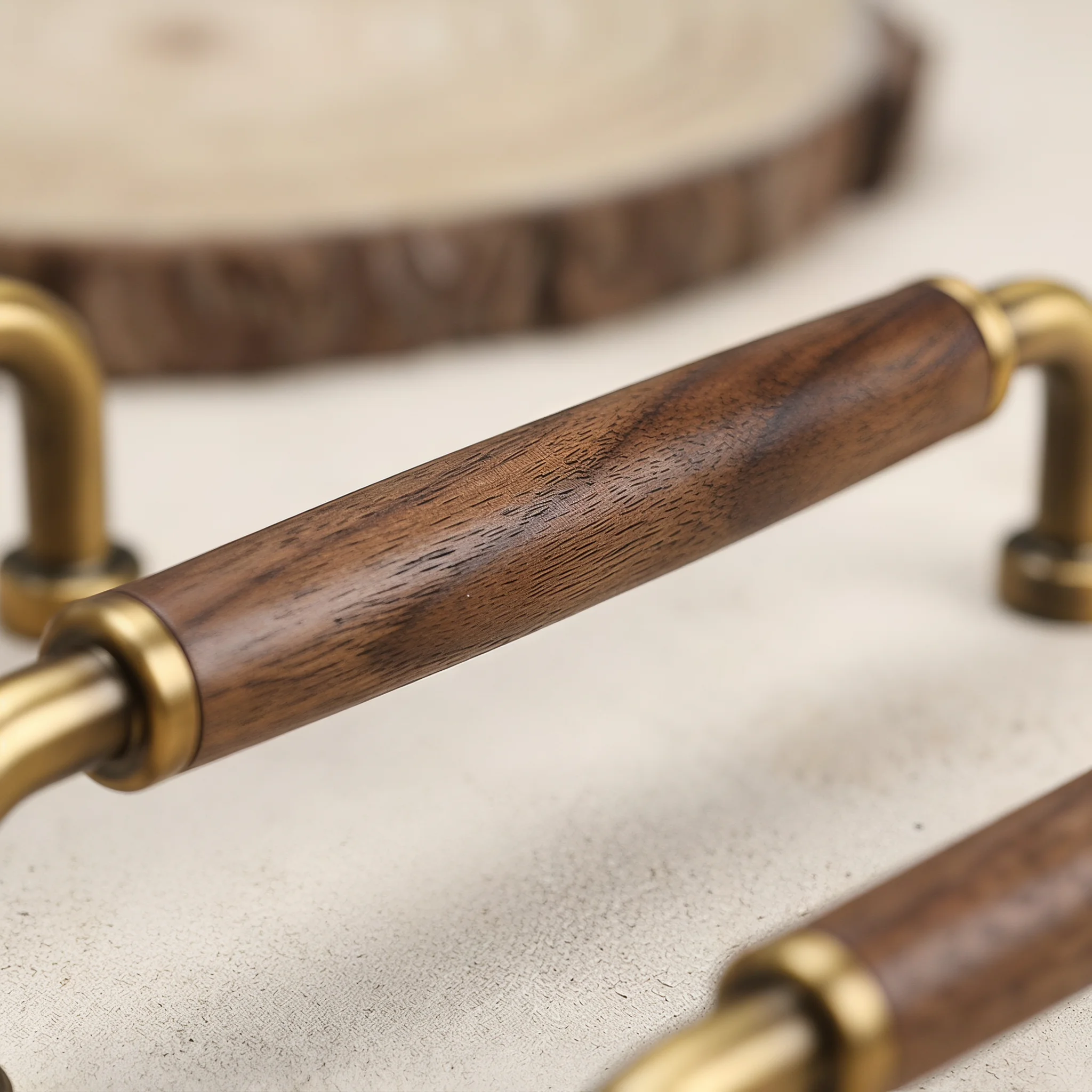 ZIMIR vintage Walnut Furniture Handle, Suitable for Cabinets, Wardrobes, Drawers, with a Natural Wood Texture Handle