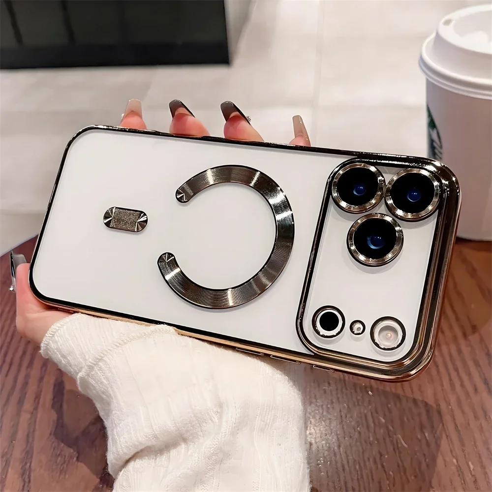 Luxuriöse, stoßfeste Silikon-Magnet-Hülle mit Beschichtung für iPhone 17 16 15 14 13 12 18 Pro Max, kompatibel mit Magsafe kabelloser Ladung, transparente Abdeckung – Detail 11