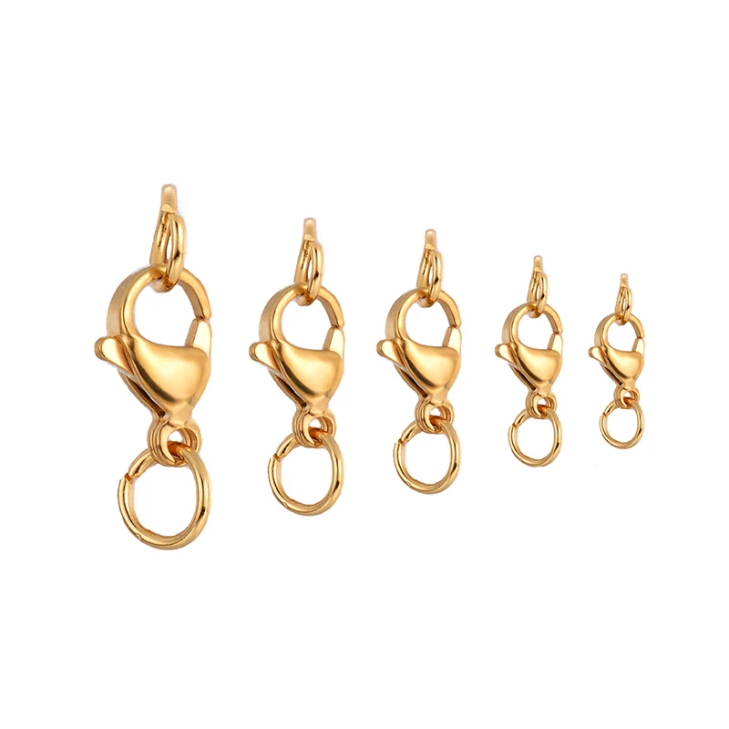 10-40Pcs Stainless Steel Lobster Clasps Hooks Connectors with Jump Rings For Bracelet Necklace Chain DIY Jewelry Making Findings