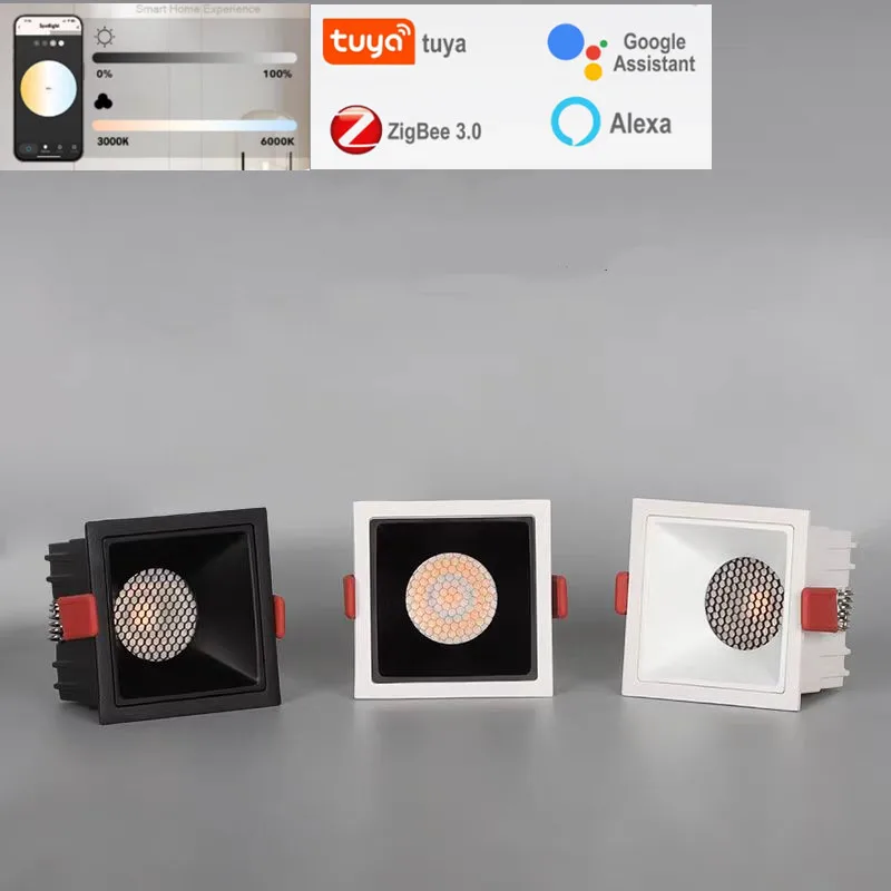 

Современный квадратный встраиваемый светодиодный потолочный светильник, простой светодиодный потолочный светильник Zigbee3.0, глубокий антибликовый внутренний светодиодный точечный светильник для дома