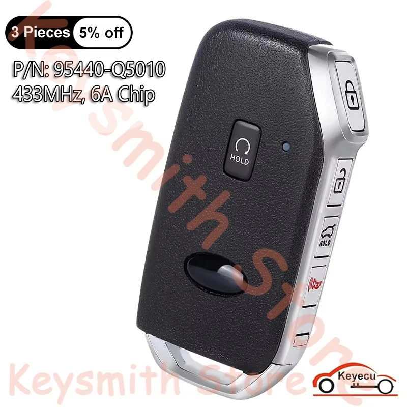 KEYECU 4+1 5 Buttons 433MHz 6A Chip for Kia Seltos 2021 2022 Auto Smart Remote Control Key Fob P/N: 95440-Q5010 NYOSYEC5FOB1907