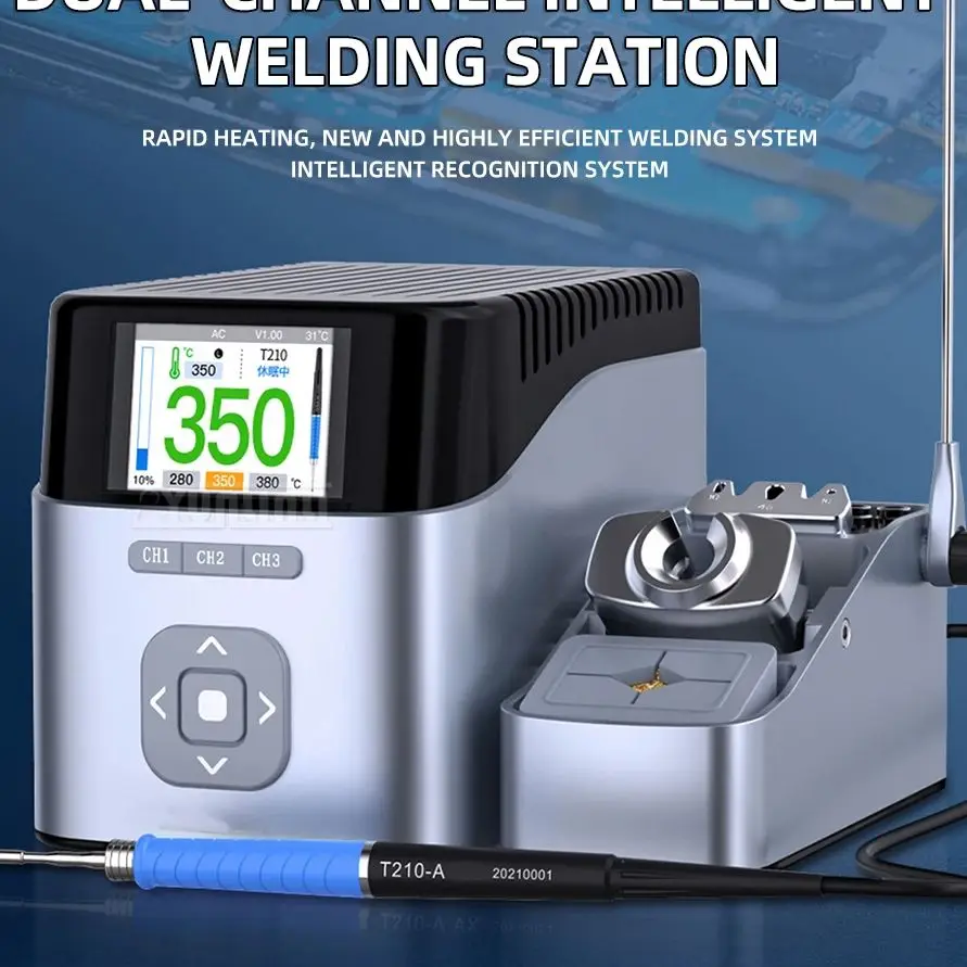 2026 T410 dual-channel intelligent soldering station Single handle Soldering iron Welding machine for soldering circuit boards
