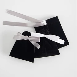 5pcs Bulk Black 7x9cm Jewelry Ribbon Velvet Bags Gift Display Packing Storage For Wedding Travel Candy Drawstring Dust Pouches
