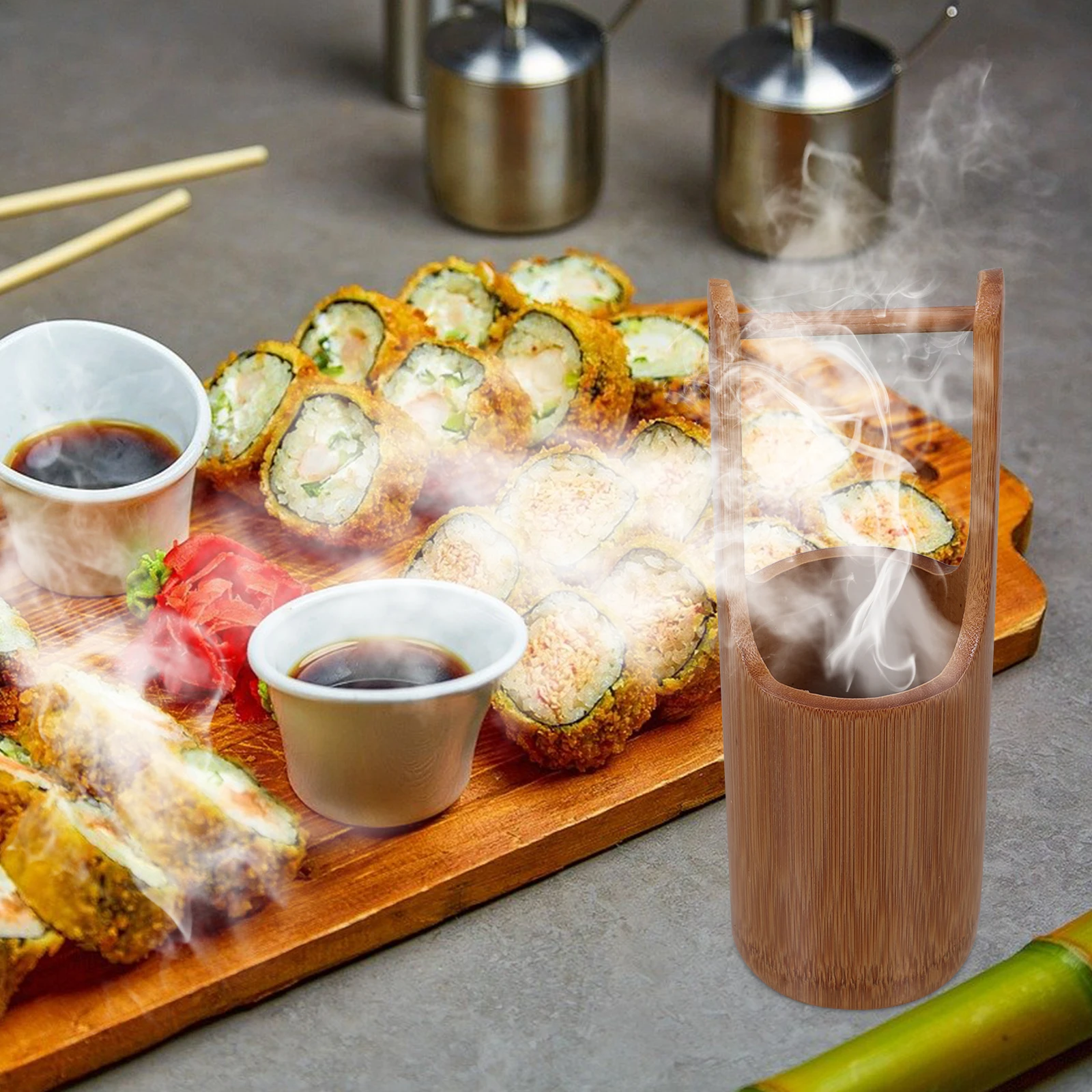 

Dry Ice Bamboo Tube Camp Sink Collapsible Wash Basin Bucket Chopsticks Basket Utensil Holder Kitchen Ware