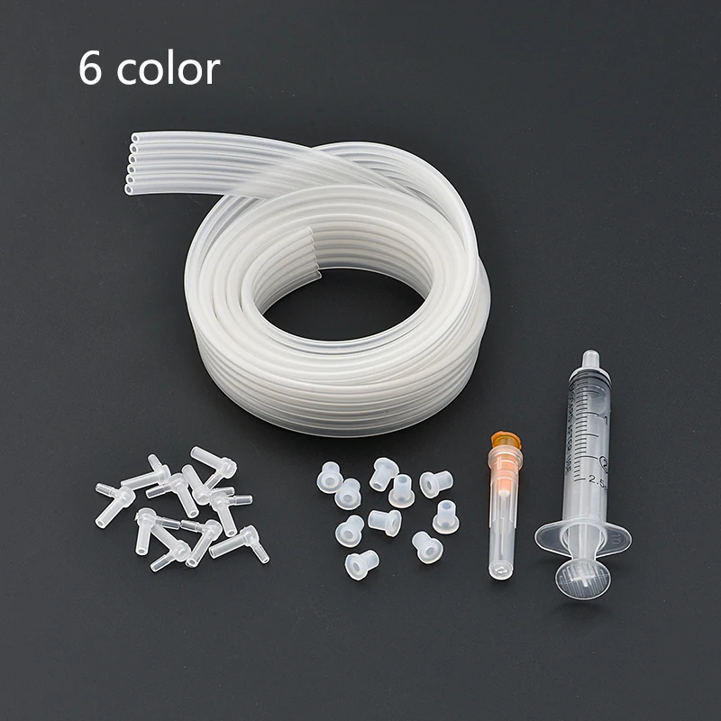 1Meter 4 6 8 color ciss line Ink tube inktube pvc pipeline + Tube Elbow + Rubber stopper CIS CISS parts Accessories kits