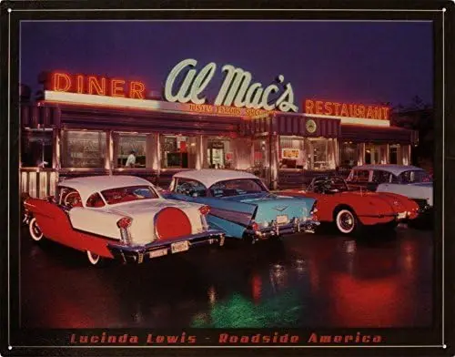 Unoopler Al Mac's Diner Nostalgic Metal Sign by Lucinda Lewis, 8X12in sign