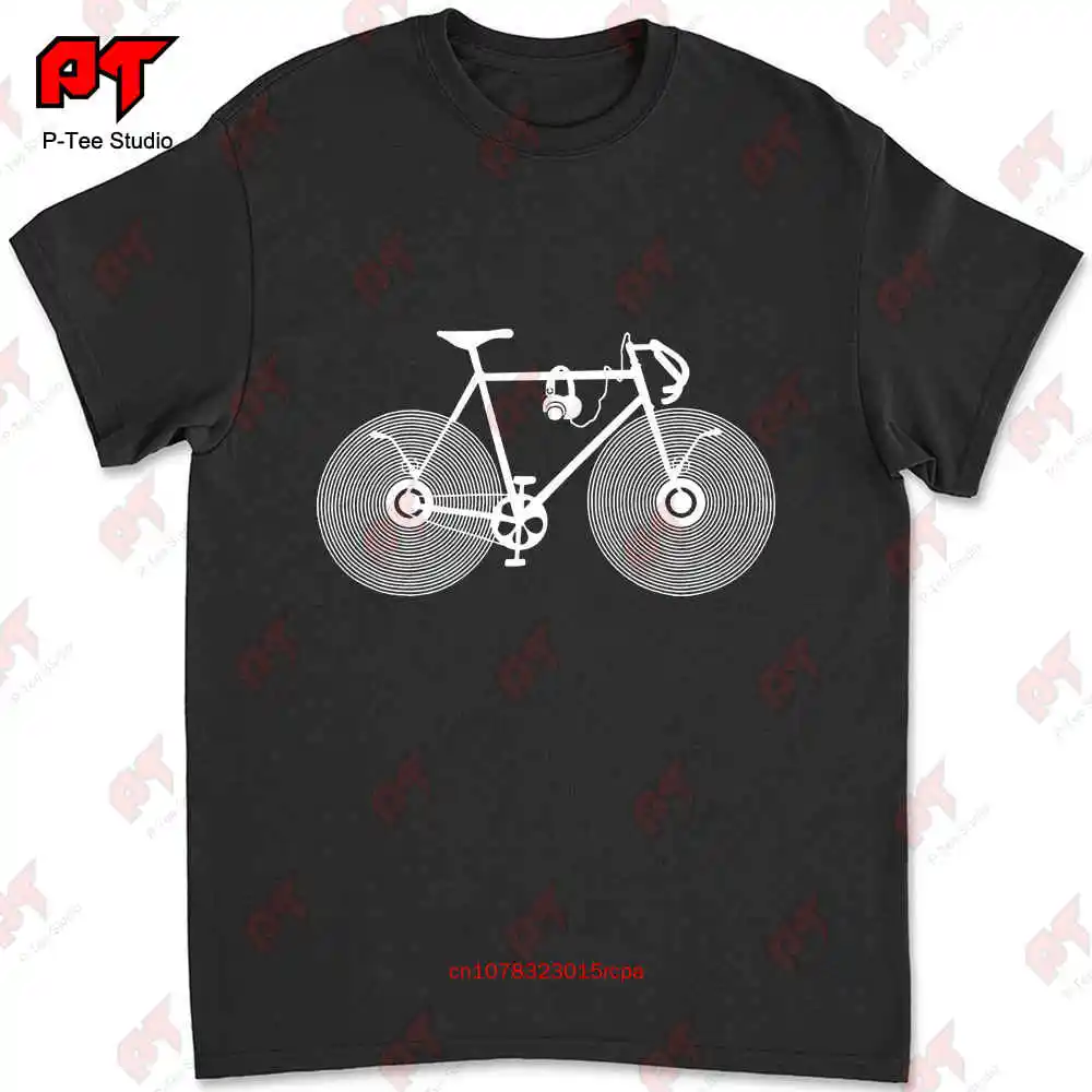 Vinyl Record Disc Bicycle Bike Headphones Music Dj Parody T-shirt H8VR