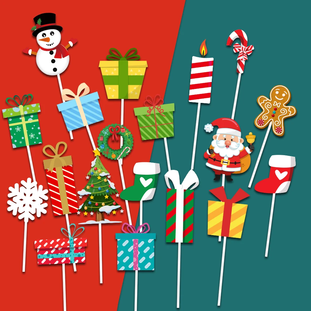 메리 크리스마스 컵케이크 토퍼, 산타 클로스 눈사람 패턴 케이크 토퍼, 크리스마스 파티 디저트 베이킹 장식 선택, 24 개