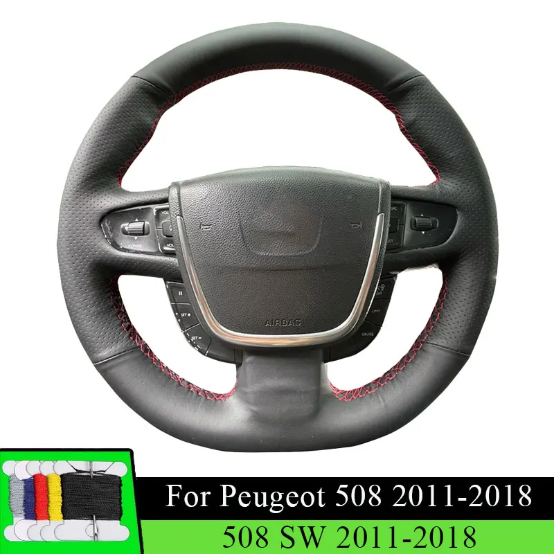 

Scratch-Resistant Car Steering Wheel Cover Microfiber Leather For Peugeot 508 508 SW 2011-2018 Non-Slip Auto Steering Wrap