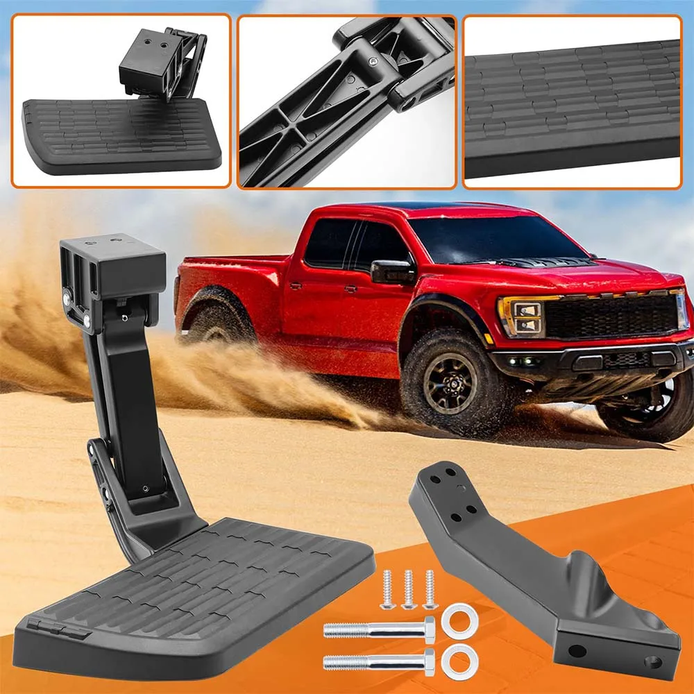 75303-01A Car Rear Bed Step Retractable Bumper Tailgate Step for 1999-2016 Ford F250 F350 F450 Super Duty Folding Truck Pedals