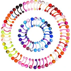 Belly Button Rings Barbells Colorful Body Navel Navel Barbell Acrylic Balls Steel Belly Rings Body Piercing Jewelry