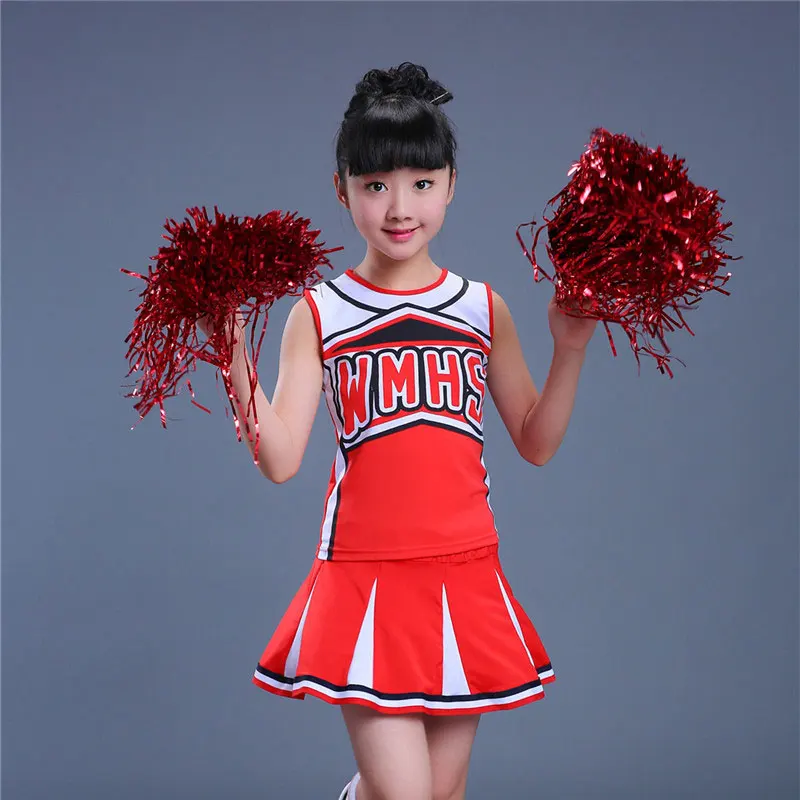 Kids Team Sport Cheerleading Uniformen Voor Meisjes Cheerleader Kostuums Korte Mouw Top Met Rok Sokken Meisje Dans Kleding Sets