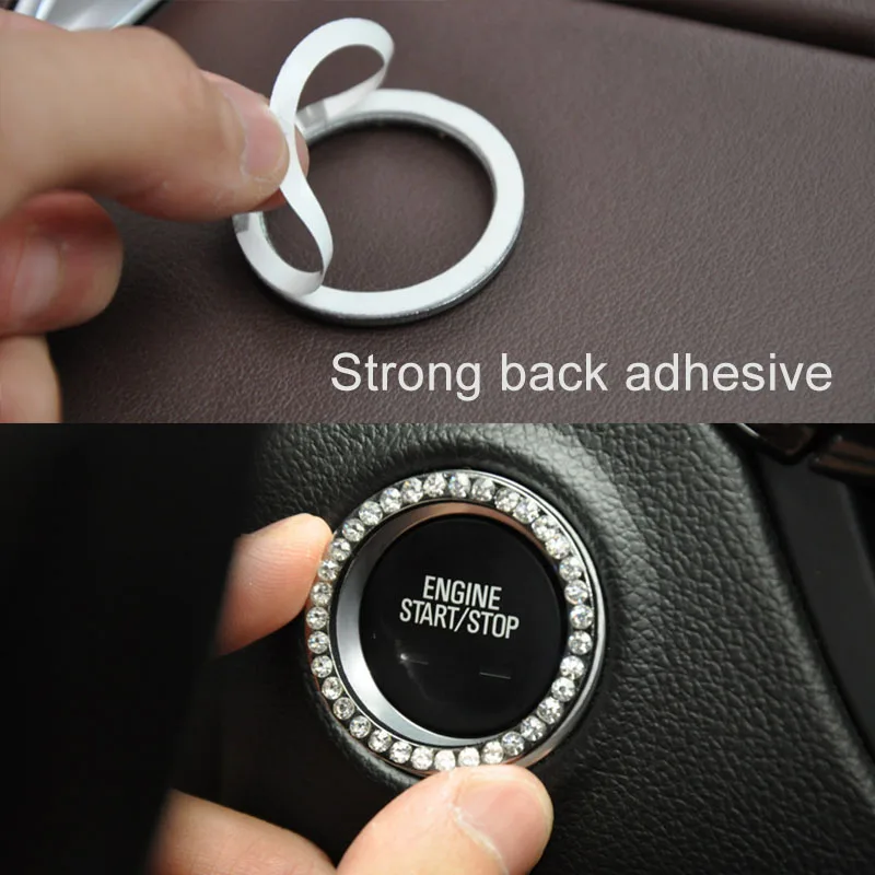 Car Bling One-Click Start Stop Engine Ignition Ring Sticker Crystal Rhinestone Circle Decor Accessories