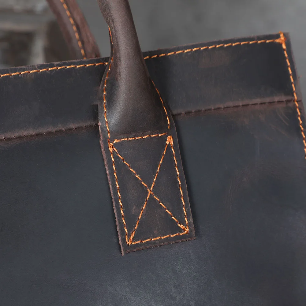 S.WORKER Echtleder-Aktentasche für Herren | Vintage-Bürohandtasche aus Vollnarbenleder für Laptops – Detail 16
