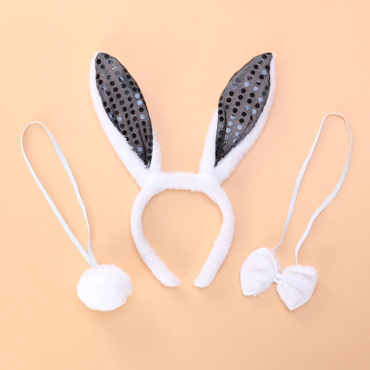 3 Pcs Rabbit Ear Headband Girl Headbands Hair Set Plush Bow Tie Tail Child Miss