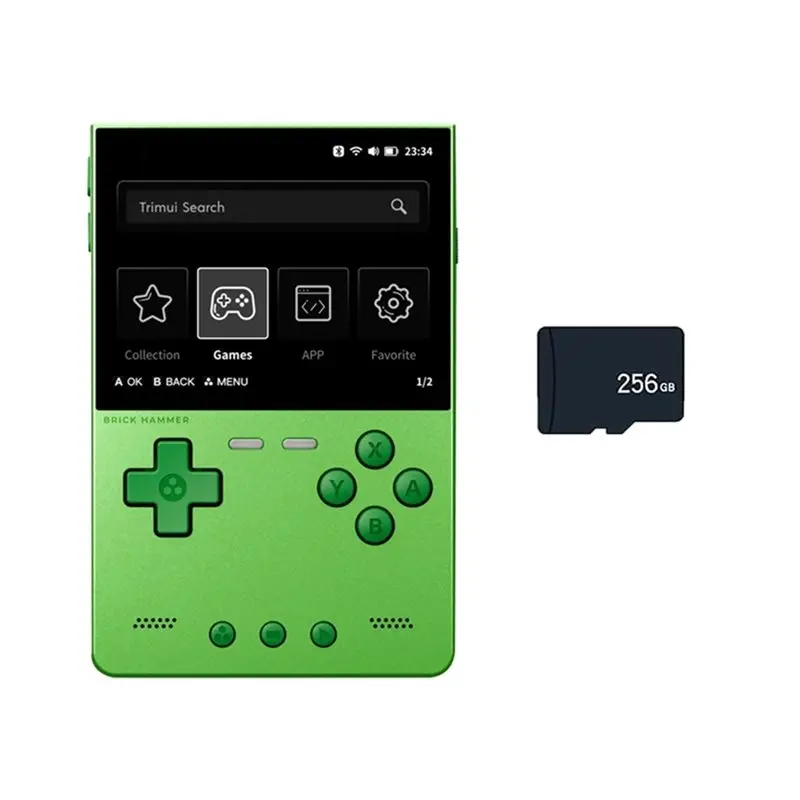 BRICK Hammer 256GB Retro Handheld Game Console 3.2Inch IPS Screen Portable Retro Metal Game Console LED Lighting B