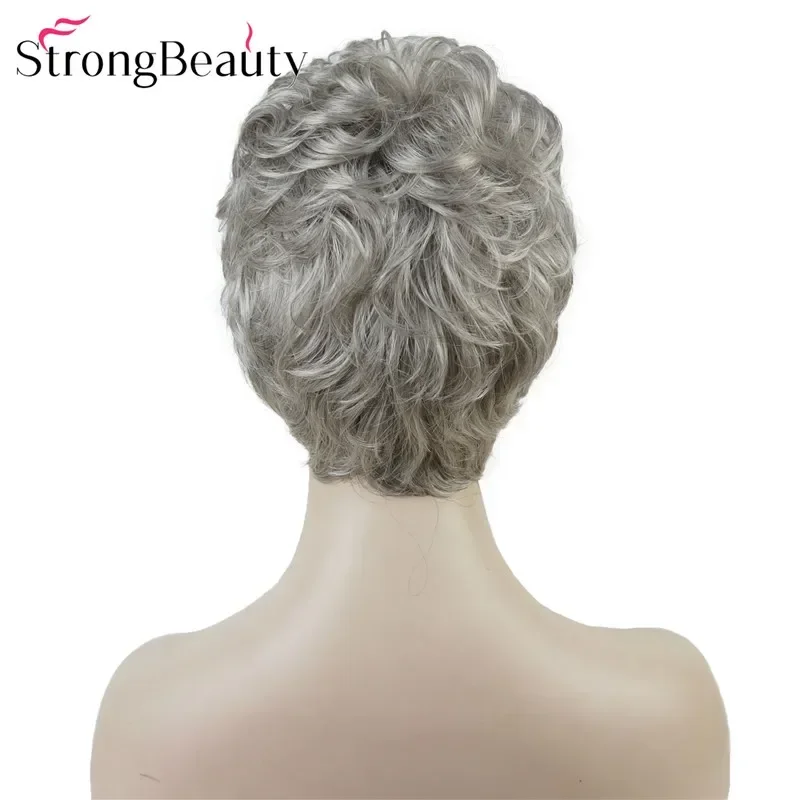 StrongBeauty Women\'s Synthetic Wigs Short Platinum/Silver Golden Curly Natural Hair Capless Wig Many Colors