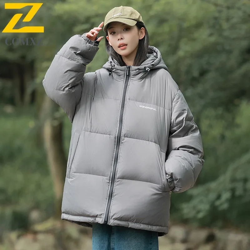 COMXZ High End Men Down Jacket Leisure Hood Design Outdoor Camping Cozy Warm Parka Hiking Windproof Lightweight Winter Coats