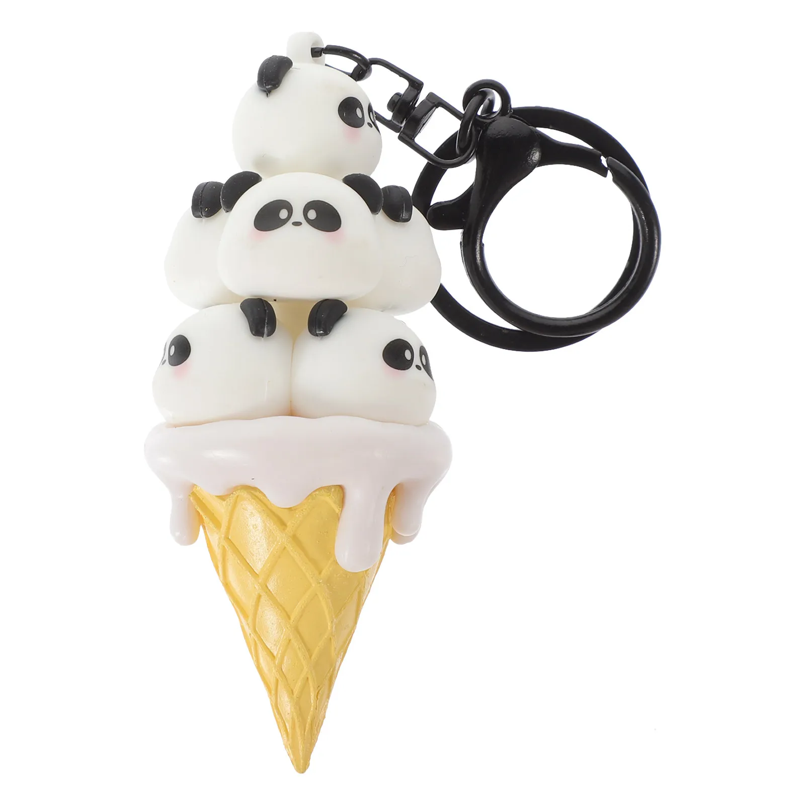 Exquisite Panda Ice Cream PVC Animal Keychain Pendant for Backpack Bag Car Keys DIY Decoration Festival Birthday Easter Gift