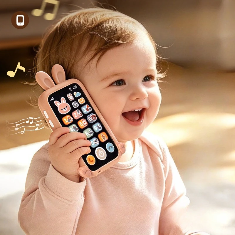 Bilingual Baby Phone Toy Kids Simulation Mobile Phone with Animal Silicone Buttons Music Sounds Early Learning Gift for Toddlers