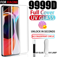9999D Full Cover UV Tempered Glass For Xiaomi Mi 13 12 11 10 12X 12S Ultra Pro Note10 Lite Screen Protector 12T 11T 13 Pro Mix4