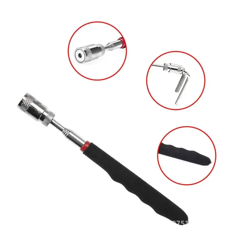 Tool DIY Strong Magnetic Metal Screw Suction Rod Pick-up Tool Telescopic Magnetic Iron Suction Rod with LED Light Metal Pick-up