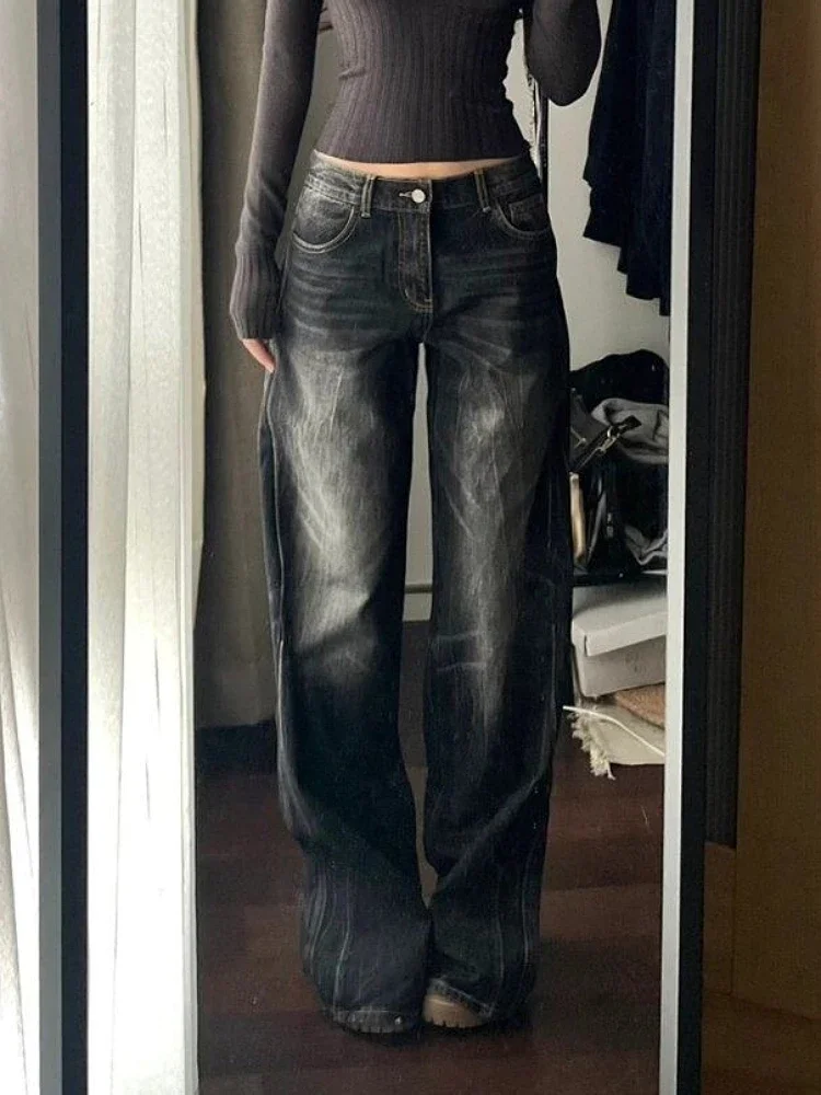 High-Waisted Slimming Jeans for Women Loose-Fit Straight-Leg Bell Bottoms Plus-Size Denim Trousers Pear-Shaped Body Type