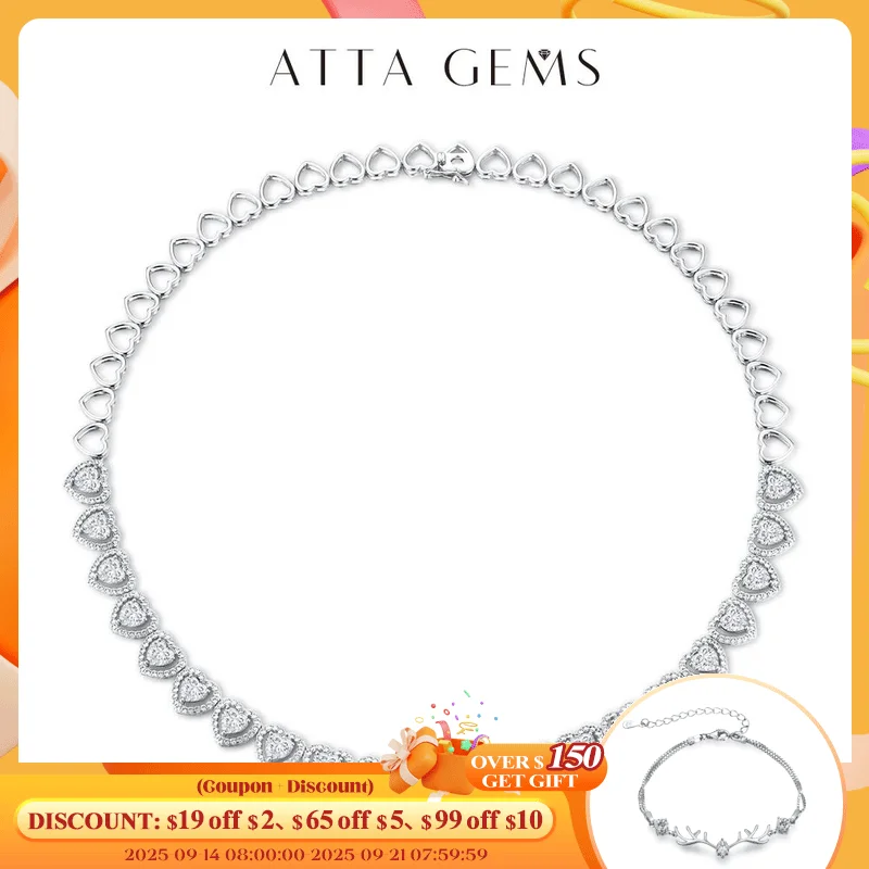 

ATTAGEMS Luxury Heart Moissanite Necklace for Women Lab Created Ruby Blue Sapphire S925 Silver Gold Plated Engagement Party Gift