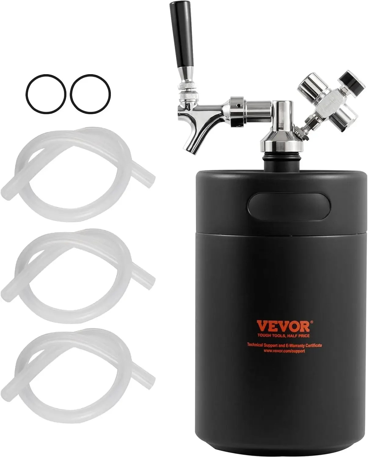 

Beer Growler Tap System, 170Oz 5L Mini Keg, 304 Stainless Steel Pressurized Beer Growler, Keg Growler with Pressure Display