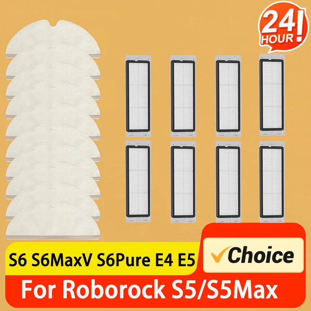 SG-18Pcs-With Box For Roborock S5 S6 E4 E5 Robot Vacuum Accessories Main Brush Side Brush Mop Cloth HEPA Filter Spare Parts