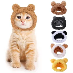 Cute Cat Costume Bear Hat For Cat Adjustable Soft Small Pet Headwear Bear Hat For Cat Puppy Dog Funny Cat Cap Bear Plush Head