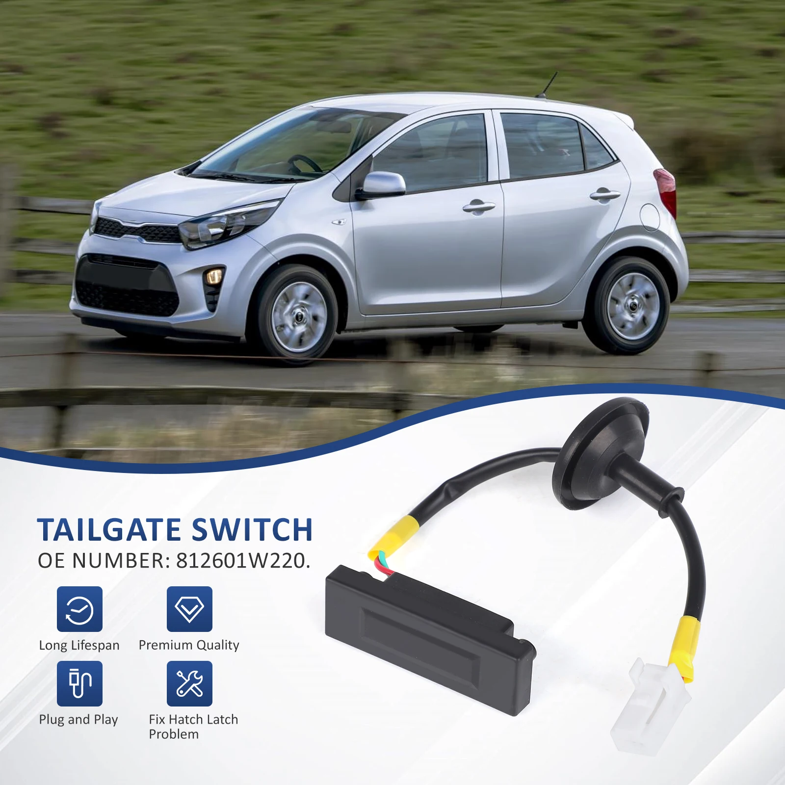 

for Kia Picanto TB 2011‑2017 Car Rear Trunk Lid Door Boot Release Switch 81260‑1W220 Replacement Part