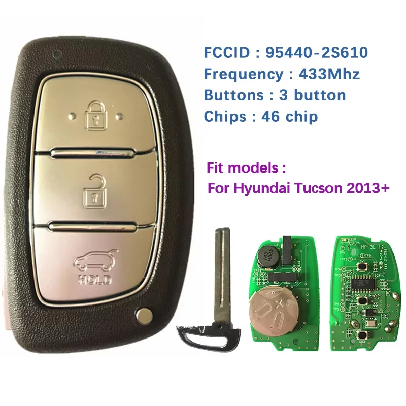 CN020063 Original 3 Button Smart Keyless Remote Key 433Mhz 46 Chip FCCID 95440-2S610 For Hyundai Tucson IX35 2013-2015