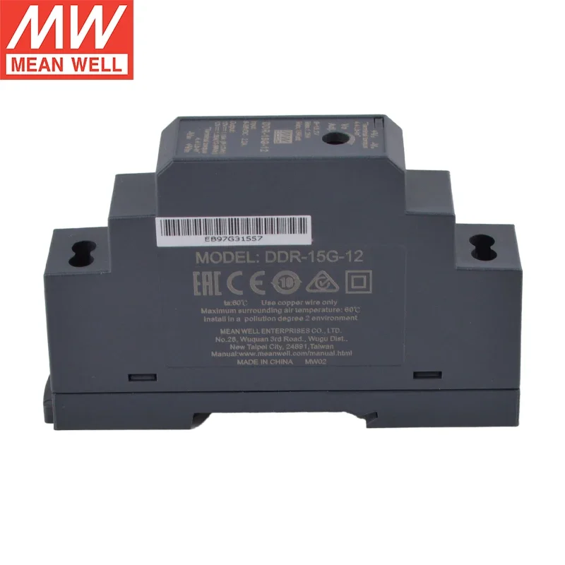 MEAN WELL DDR-15 Series Power Supply 15W Slim DIN Rail DC-DC Converter DDR-15L-3.3/5/12/15/24 DDR-15G-3.3/5/12/15/24