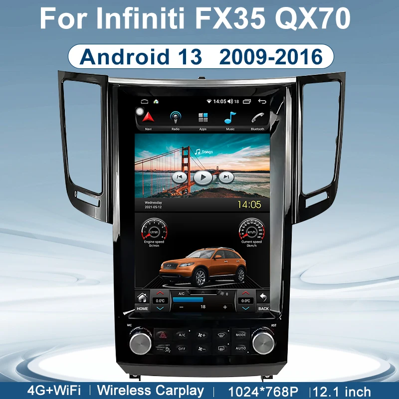 

Для Infiniti FX35 FX37 FX50 2009-2016 Android 13.0 Автомобильный радиоприемник Мультимедийный видеоплеер Стерео Беспроводная автомобильная GPS-навигация DSP WIFI