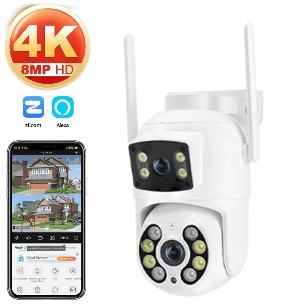 

TREGEAR 8MP 4K PTZ Wifi Camera with Dual Lens Dual Screens AI Human Detection Wireless Outdoor CCTV Security IP Camera Ziicam