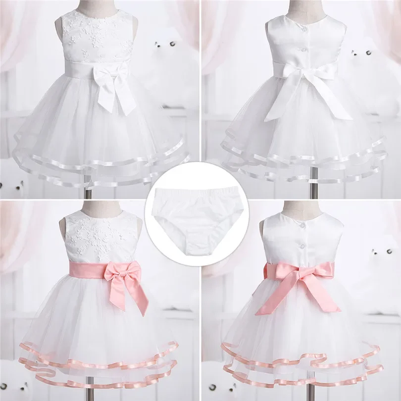 

iEFiEL White Baby Girls Dress Big Bowknot Infant Party Dress For Toddler Girl First Brithday Baptism Clothes Formal Tutu Dresses