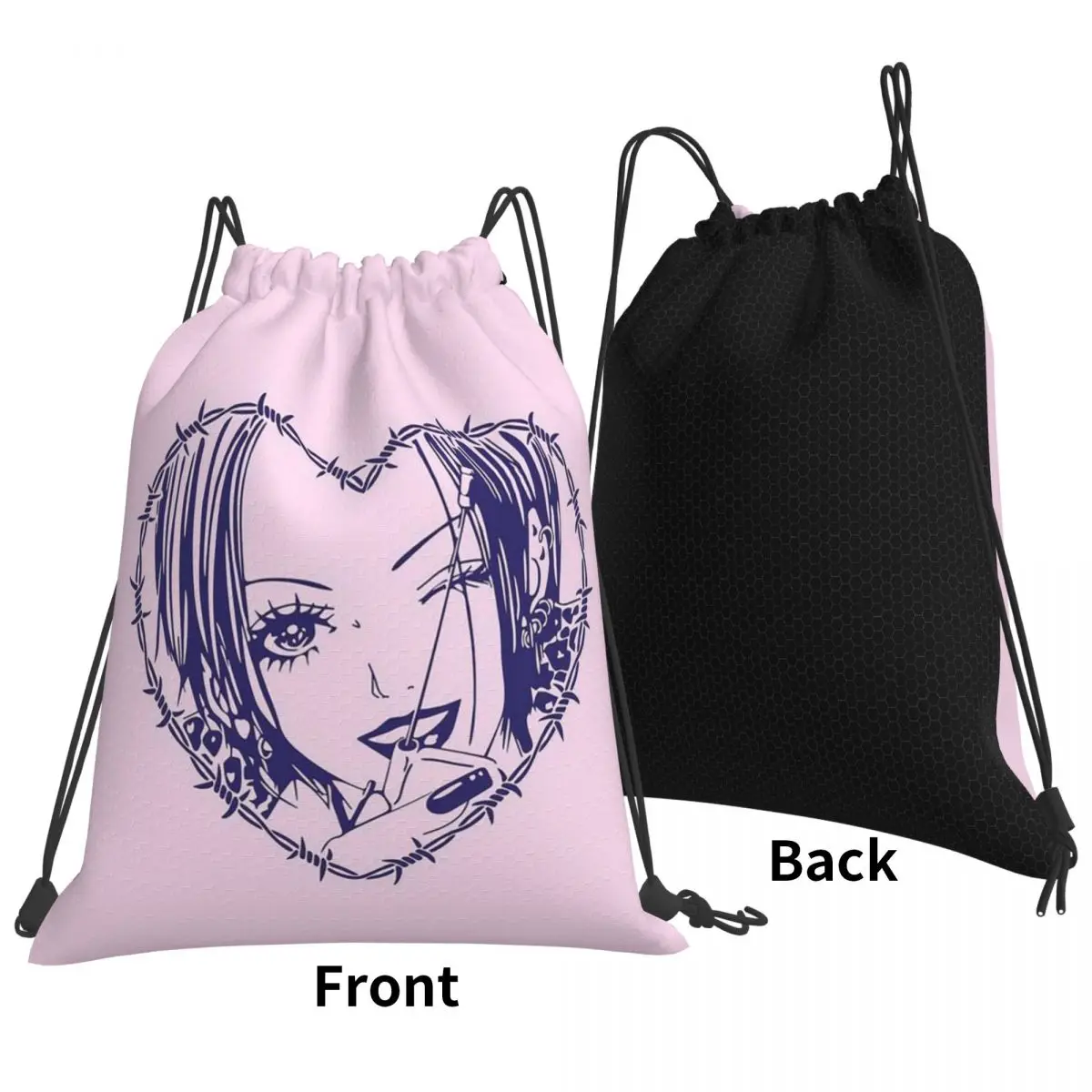 Nana Osaki Barbed Wire Heart Spread Backpacks Casual Drawstring Bags Sports Bag Book Bags for Man Woman School