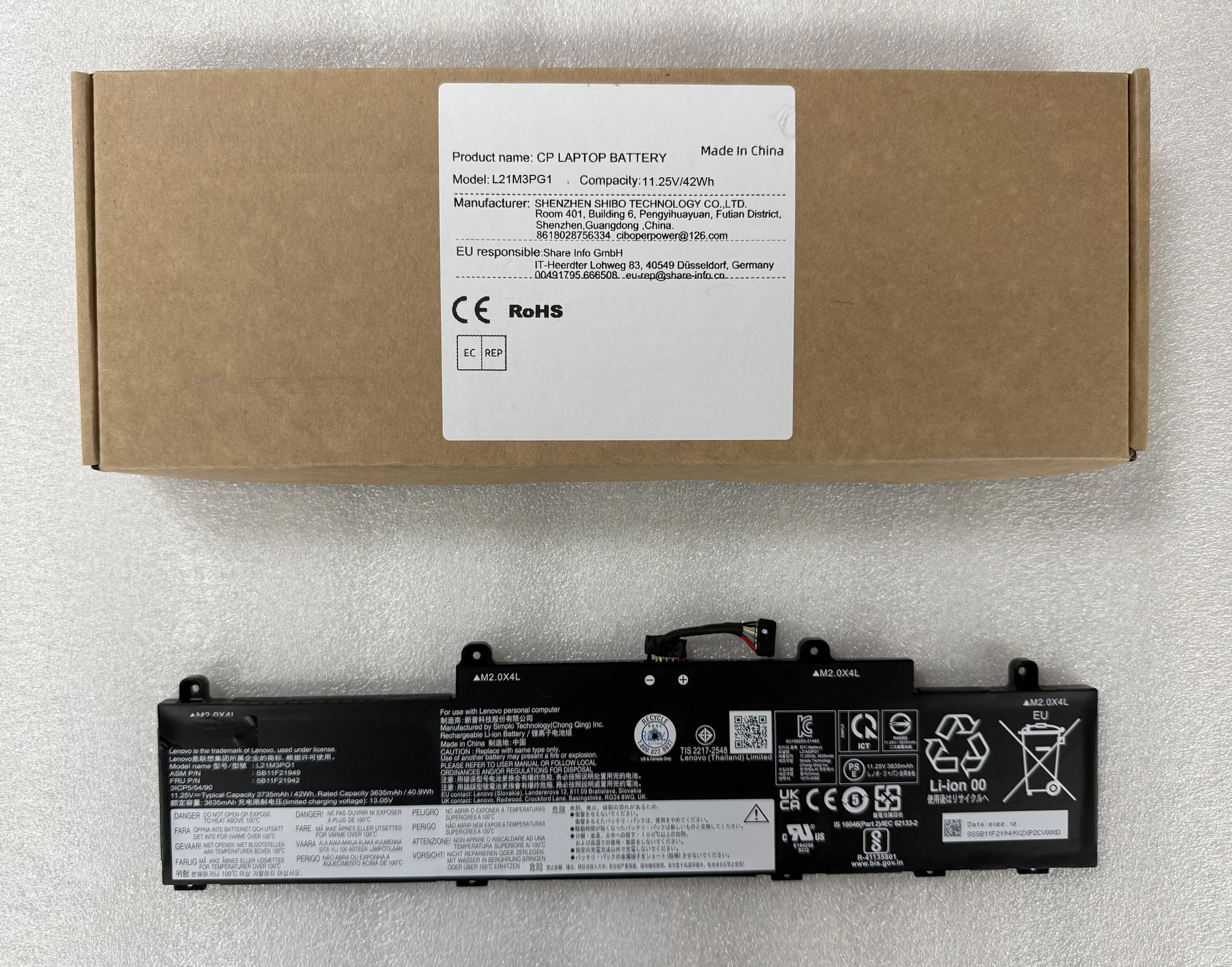 

Аккумулятор для ноутбука L21C3PG1 L21D3PG1 L21L3PG1 L21M3PG1 для ThinkPad L14 Gen 3 L15 Gen 3 Series 11,25 В/42WH 3735 мАч